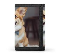 BBNMSJKS Crazy Save Manatee Print Trifold Wallet with ID Window & Key Ring | Slim Front Pocket Wallet with 8 Card Holder, Cute Corgi Art, One size, Modern