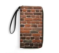 BBNMSJKS Cute Panda Print PU Leather Wristlet Wallet Slim Card Holder Organizer with Zipper Coin Pocket & Cash Slots for Women Men, Red Brick Wall Texture, 19.7x10.5cm, Modern