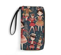BBNMSJKS Egyptian Scarab Print PU Leather Wristlet Wallet Slim Card Holder Organizer with Zipper Coin Pocket & Cash Slots for Women Men, Women's Nutcracker Ballet Xmas Dance Cartoon, 19.7x10.5cm