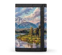 BBNMSJKS Electric Guitar Print Trifold Wallet with ID Window & Key Ring | Slim Front Pocket Wallet with 8 Card Holder, Grand Teton National Park, One size, Modern