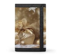 BBNMSJKS Flamingos on White Print Trifold Wallet with ID Window & Key Ring | Slim Front Pocket Wallet with 8 Card Holder, Gold Silk Christmas, One size, Modern