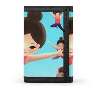 BBNMSJKS Flamingos on White Print Trifold Wallet with ID Window & Key Ring | Slim Front Pocket Wallet with 8 Card Holder, Gymnastics Game, One size, Modern