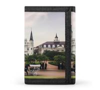 BBNMSJKS Flying Eagle Print Trifold Wallet with ID Window & Key Ring | Slim Front Pocket Wallet with 8 Card Holder, Jackson Square, One size, Modern