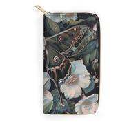 BBNMSJKS Guinea Pigs And Cupcakes Print Long Wallet for Women Men PU Leather Card Holder Organizer with Zipper Coin Pocket & Cash Slots, Moth That Looks Like a Peacock, 19.7x10.5cm, Modern