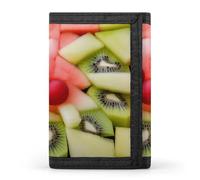 BBNMSJKS Haunted Mansion Print Trifold Wallet with ID Window & Key Ring | Slim Front Pocket Wallet with 8 Card Holder, Kiwi Watermelon, One size, Modern