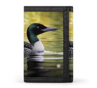 BBNMSJKS Haunted Mansion Print Trifold Wallet with ID Window & Key Ring | Slim Front Pocket Wallet with 8 Card Holder, Loon Nature Bird, One size, Modern