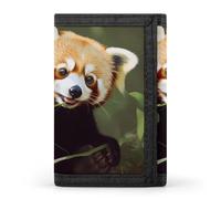 BBNMSJKS Haunted Mansion Print Trifold Wallet with ID Window & Key Ring | Slim Front Pocket Wallet with 8 Card Holder, Little Red Panda, One size, Modern