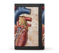 BBNMSJKS Hawaii Beach Golf Course Print Trifold Wallet with ID Window & Key Ring | Slim Front Pocket Wallet with 8 Card Holder, Human Anatomy Heart Chart, One size, Modern