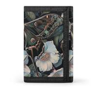 BBNMSJKS Hawaii Beach Golf Course Print Trifold Wallet with ID Window & Key Ring | Slim Front Pocket Wallet with 8 Card Holder, Moth That Looks Like a Peacock, One size, Modern