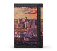 BBNMSJKS Hawaii Beach Golf Course Print Trifold Wallet with ID Window & Key Ring | Slim Front Pocket Wallet with 8 Card Holder, Las Vegas Sunset, One size, Modern