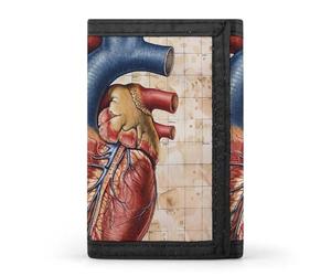 BBNMSJKS Hawaii Beach Golf Course Print Trifold Wallet with ID Window & Key Ring | Slim Front Pocket Wallet with 8 Card Holder, Human Anatomy Heart Chart, One size, Modern