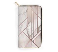 BBNMSJKS Hello Hawaii Print Long Wallet for Women Men PU Leather Card Holder Organizer with Zipper Coin Pocket & Cash Slots, Rose Gold Marble Design Background, 19.7x10.5cm, Modern