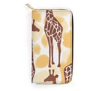 BBNMSJKS Hello Hawaii Print Long Wallet for Women Men PU Leather Card Holder Organizer with Zipper Coin Pocket & Cash Slots, Giraffe Spots, 19.7x10.5cm, Modern