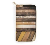 BBNMSJKS Hello Hawaii Print Long Wallet for Women Men PU Leather Card Holder Organizer with Zipper Coin Pocket & Cash Slots, Rustic Wooden, 19.7x10.5cm, Modern