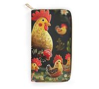 BBNMSJKS Hello Hawaii Print Long Wallet for Women Men PU Leather Card Holder Organizer with Zipper Coin Pocket & Cash Slots, Cute Rooster Chickens, 19.7x10.5cm, Modern