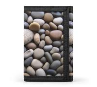 BBNMSJKS Light Yellow Flower Print Trifold Wallet with ID Window & Key Ring | Slim Front Pocket Wallet with 8 Card Holder, Pebble Stone, One size, Modern