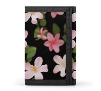 BBNMSJKS Light Yellow Flower Print Trifold Wallet with ID Window & Key Ring | Slim Front Pocket Wallet with 8 Card Holder, Pink Jasmine Flower, One size, Modern