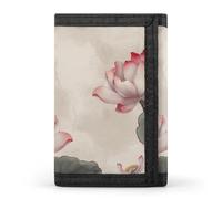 BBNMSJKS Light Yellow Flower Print Trifold Wallet with ID Window & Key Ring | Slim Front Pocket Wallet with 8 Card Holder, Lotus Floral, One size, Modern