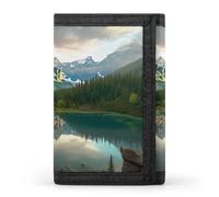 BBNMSJKS Light Yellow Flower Print Trifold Wallet with ID Window & Key Ring | Slim Front Pocket Wallet with 8 Card Holder, Nature Landscape, One size, Modern