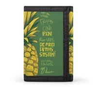 BBNMSJKS Music Art Print Trifold Wallet with ID Window & Key Ring | Slim Front Pocket Wallet with 8 Card Holder, Psych Pineapple Quote, One Size, Modern