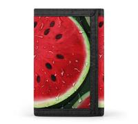 BBNMSJKS Purple Butterfly Art Print Trifold Wallet with ID Window & Key Ring | Slim Front Pocket Wallet with 8 Card Holder, Red Watermelon, One size, Modern