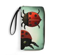 BBNMSJKS Purple Dragonfly Print PU Leather Wristlet Wallet Slim Card Holder Organizer with Zipper Coin Pocket & Cash Slots for Women Men, Ladybug Cartoon, 19.7x10.5cm, Modern