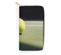 BBNMSJKS Rainbow Flowers Print Long Wallet for Women Men PU Leather Card Holder Organizer with Zipper Coin Pocket & Cash Slots, Tennis Ball, 19.7x10.5cm, Modern