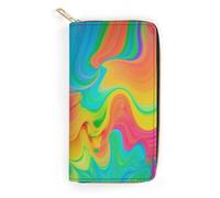 BBNMSJKS Red Wine Cellar Print Long Wallet for Women Men PU Leather Card Holder Organizer with Zipper Coin Pocket & Cash Slots, Rainbow Color Abstract Illustration, 19.7x10.5cm, Modern