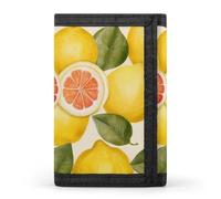 BBNMSJKS Space Spiral Cosmic Energy Print Trifold Wallet with ID Window & Key Ring | Slim Front Pocket Wallet with 8 Card Holder, Summer Lemon, One size, Modern