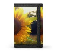 BBNMSJKS Space Spiral Cosmic Energy Print Trifold Wallet with ID Window & Key Ring | Slim Front Pocket Wallet with 8 Card Holder, Sunflower Sunshine, One size, Modern