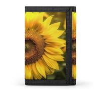 BBNMSJKS Space Spiral Cosmic Energy Print Trifold Wallet with ID Window & Key Ring | Slim Front Pocket Wallet with 8 Card Holder, Sunflower, One size, Modern