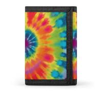 BBNMSJKS Sweet Basset Hound Florals Print Trifold Wallet with ID Window & Key Ring | Slim Front Pocket Wallet with 8 Card Holder, Tie Dye Rainbow, One size, Modern