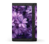 BBNMSJKS Sweet Basset Hound Florals Print Trifold Wallet with ID Window & Key Ring | Slim Front Pocket Wallet with 8 Card Holder, Blooming Purple Flowers, One size, Modern