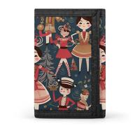 BBNMSJKS Sweet Basset Hound Florals Print Trifold Wallet with ID Window & Key Ring | Slim Front Pocket Wallet with 8 Card Holder, Women's Nutcracker Ballet Xmas Dance Cartoon, One size, Modern