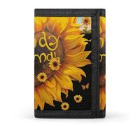 BBNMSJKS Sweet Basset Hound Florals Print Trifold Wallet with ID Window & Key Ring | Slim Front Pocket Wallet with 8 Card Holder, Blessed to Be Called Nana Sunflower, One size, Modern