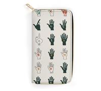 BBNMSJKS Taekwondo Martial Arts Prin Print Long Wallet for Women Men PU Leather Card Holder Organizer with Zipper Coin Pocket & Cash Slots, Sign Language Alphabet Art, 19.7x10.5cm, Modern