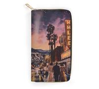 BBNMSJKS Tropical Banana Palm Leaves Print Long Wallet for Women Men PU Leather Card Holder Organizer with Zipper Coin Pocket & Cash Slots, The Old Hollywood, 19.7x10.5cm, Modern