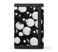 BBNMSJKS Xmas Gift Deer Print Trifold Wallet with ID Window & Key Ring | Slim Front Pocket Wallet with 8 Card Holder, Black & White Big Dot, One size, Modern