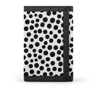 BBNMSJKS Xmas Gift Deer Print Trifold Wallet with ID Window & Key Ring | Slim Front Pocket Wallet with 8 Card Holder, Black and White Dot Art, One size, Modern
