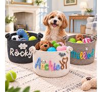 BBNNZ Personalised Pet Toy Basket with Name Cotton Rope Storage for Dogs Cats (Toy storage basket-2)
