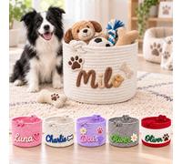 BBNNZ Personalised Pet Toy Basket with Name Cotton Rope Storage for Dogs Cats (Toy storage basket-3)