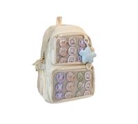 BBNSIV Kawaii Pin Display Backpack With Inserts for Pins - Cute Bag for Girls, Women, Men - School Daypack, Itabag, Hiking Daypack, Daily Use (White)