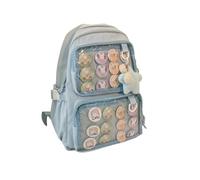 BBNSIV Kawaii Pin Display Backpack with Inserts for Pins, Cute Daypack for Girls, Women & Men (Blue)