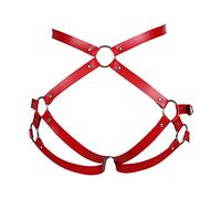 BBOHSS Leather Women's Body Harness Fashion Garter Belt Carnival Gothic Halloween Punk Dance Festival Garter Clothing, red, One size