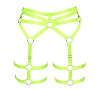 BBOHSS Women's Body Harness Fashion Garter Hollow Stockings Fashion Garter Punk Gothic Halloween Carnival Dance Accessories, Bright green, One size
