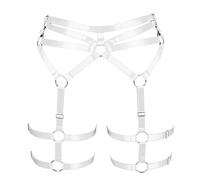 BBOHSS Women's Body Harness Fashion Garter Hollow Stockings Fashion Garter Punk Gothic Halloween Carnival Dance Accessories, White, One size