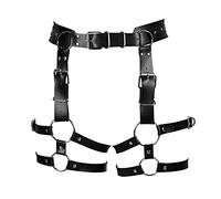 BBOHSS Women's Body Harness, Fashion, Leather Suspender Belt, Carnival, Gothic, Halloween, Punk, Dance, Festival Clothing, black, One size