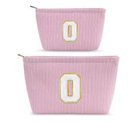 BBORGDC Birthday Gifts for Teen Girls, Initial Makeup Bag Set, 2PCS Cute Pouches for Purse, Pink-O