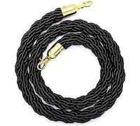 BBOSCH Braided Hemp Rope with Gold Hooks, Crowd Control Queue Barrier Rope, Queue Safety Barrier, for Carpet Party Decoration(Size:3.3ft/1m,Color:Black)