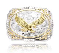 BBOTEN Western Belt Buckle for Men, Large Belt Buckle Golden Soaring Eagle, Eagle Cowboy Big Belt Buckles, Silver, S